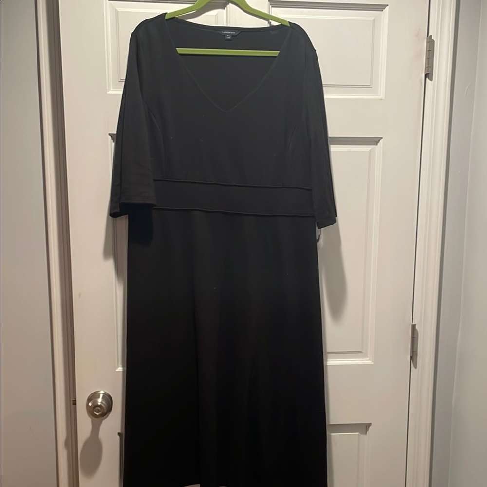 Lands' End Black Sheath Dress with Square Neck